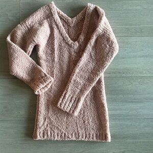 Cozy Wool Alpaca Soft! Soft Pink V-Neck Sweater Dress